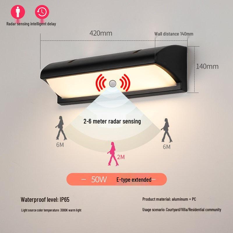 LED Waterproof Wall Light with Motion Sensor for Outdoor Garden or Balcony