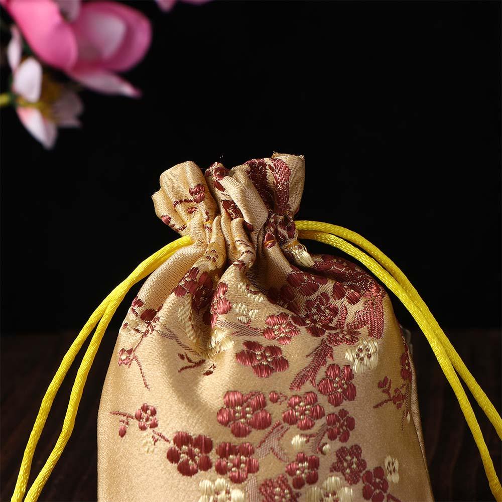 Favour Candy Gift Drawstring Embroidered Party Jewelry Packaging Bag Satin Pouch Storage Bag