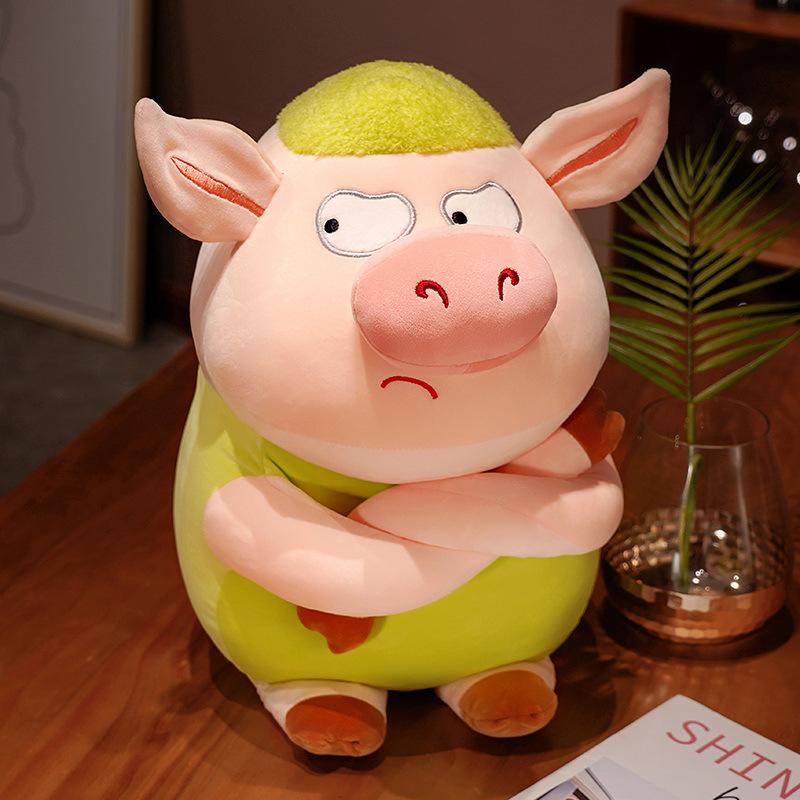

Cute funny angry pig doll plush toy pig doll girl sleeping throw pillow children soothing doll 40cm（0.35kg）