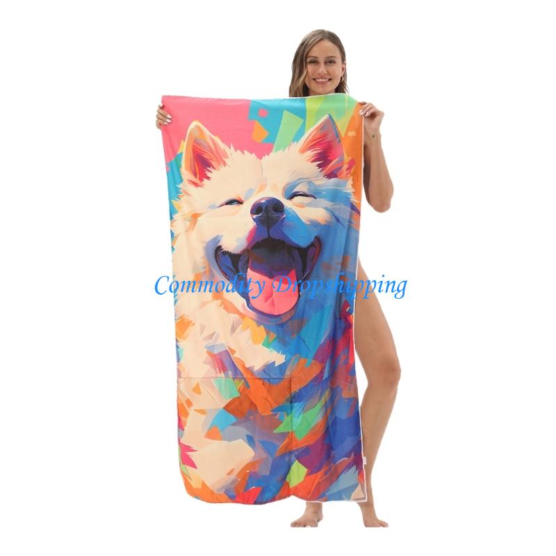 

Y5JC Multipurpose Foldable Beach Towel Compact Carry Soft Microfiber Quick Drying for Travel Camping