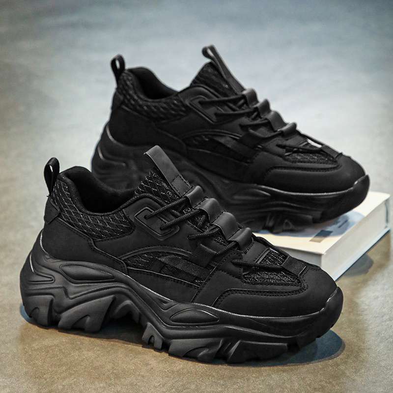 Men's shoes summer breathable mesh trendy versatile dad shoes men's teenagers thick-soled heightening running casual sports shoes