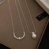 Silver Double-Layer Pearl Pendant Necklace - 2026 Trendy Clavicle Chain Design