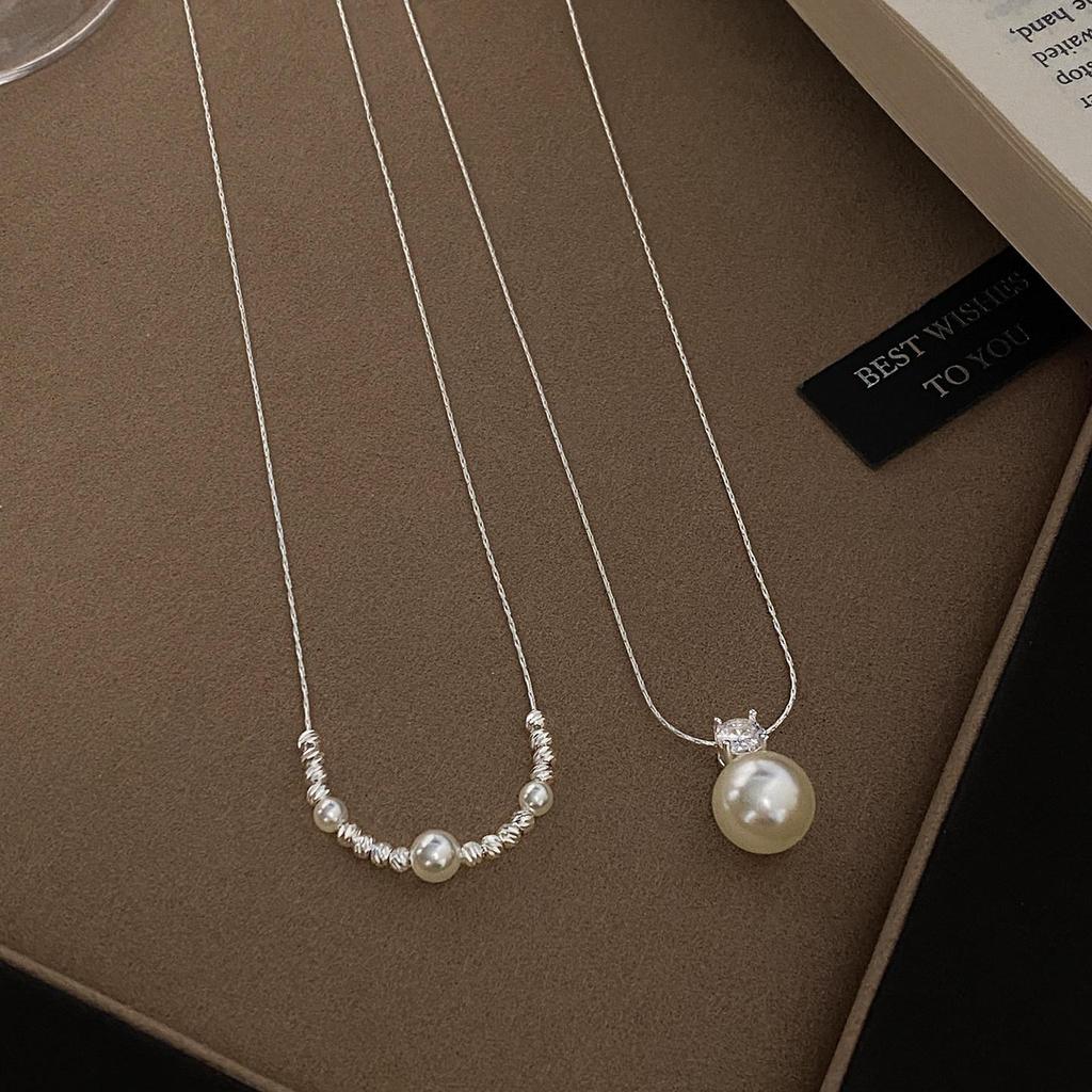Silver Double-Layer Pearl Pendant Necklace - 2026 Trendy Clavicle Chain Design