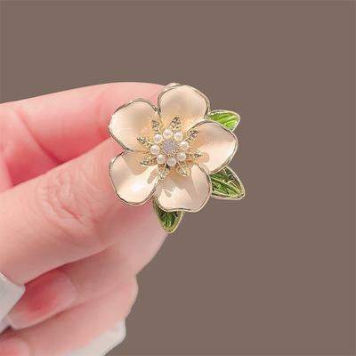 Gardenia Flower Oil Dripping Enamel Brooches For Women Clothing Accessories Jewelry Gift