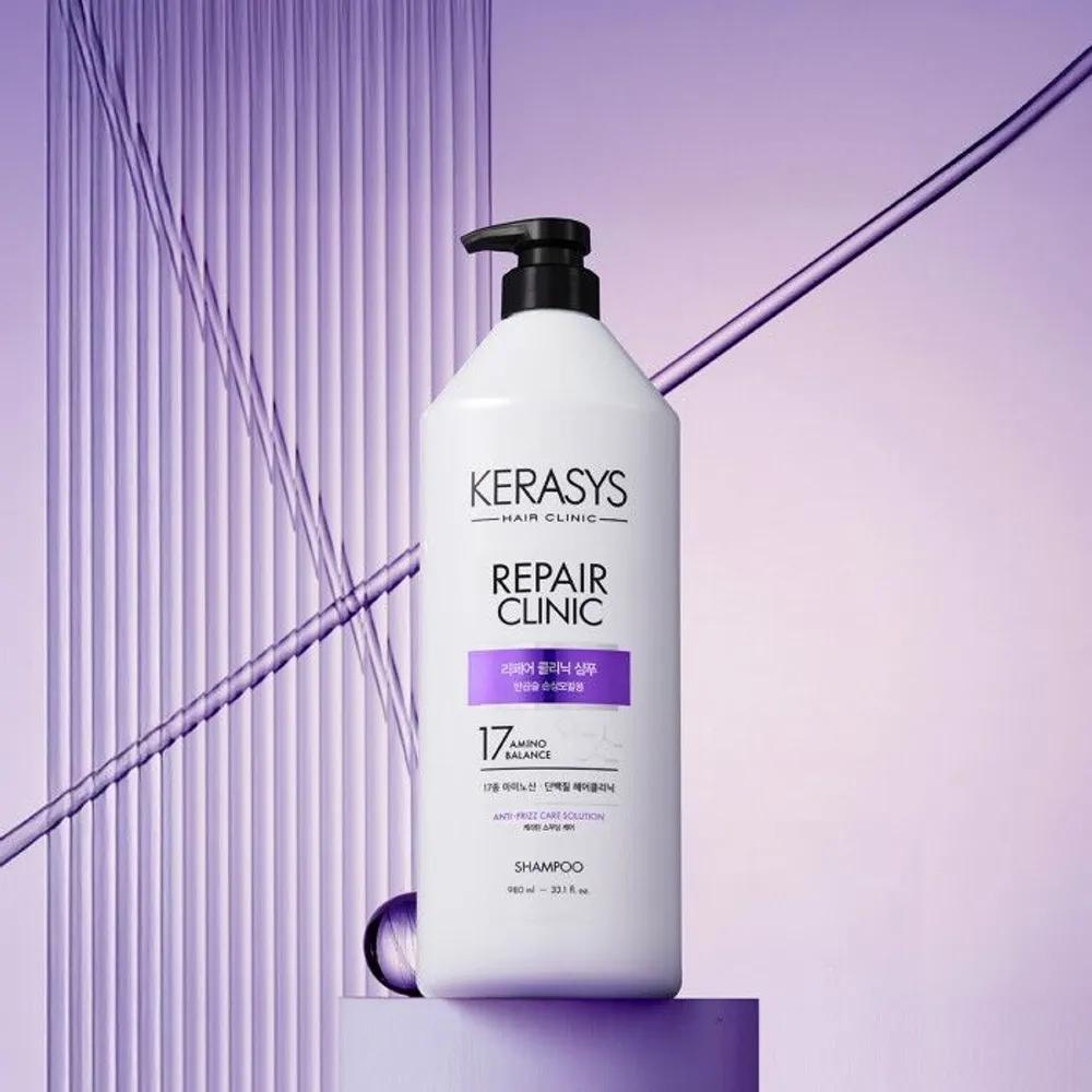KERASYS Repair Clinic Protein Shampoo for Wavy and Damaged Hair 980ml*2 + Free Keramide Treatment 200ml