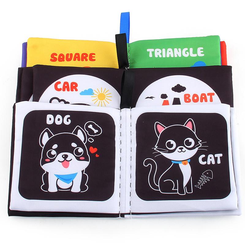 Baby Early Education Black And White Cloth Book Tear-resistant With Sound Paper Palm Cloth Book For Infants And Toddlers