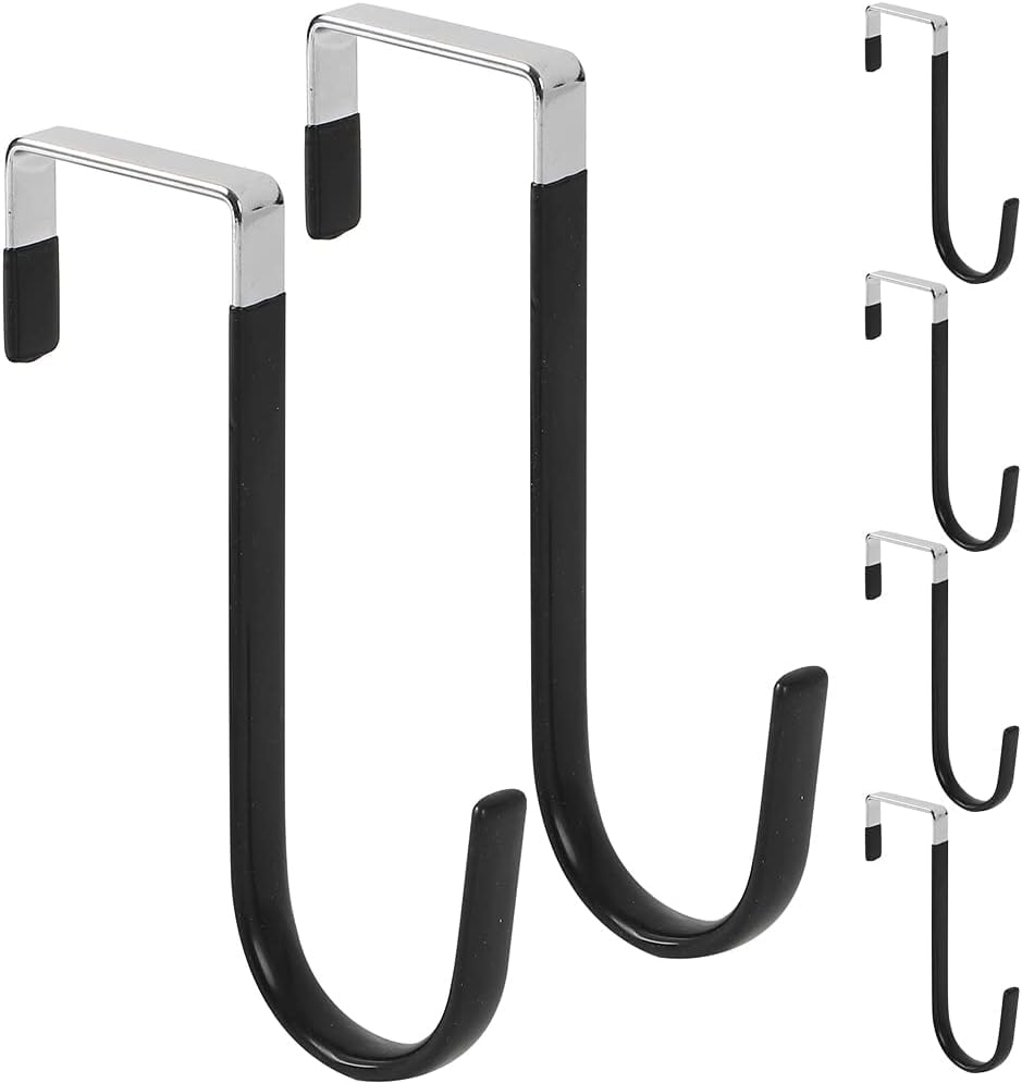 All Bright Door Hanger Door Hook 6pcs Door Hanger for Small Long Items, Bags, etc. Space-Saving (Black, 46mm) чёрный