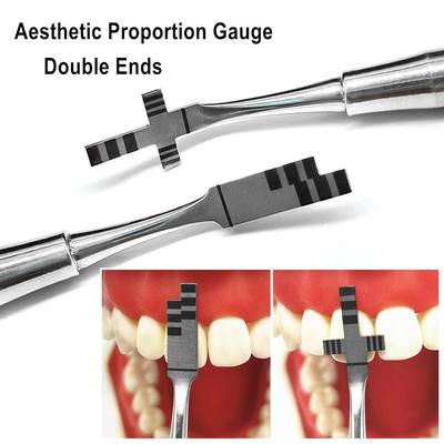 Jauge de Proportion de couronne de dents esthétiques, orthodontique dentaire, règle de mesure d'implant de dentiste, étrier en acier inoxydable