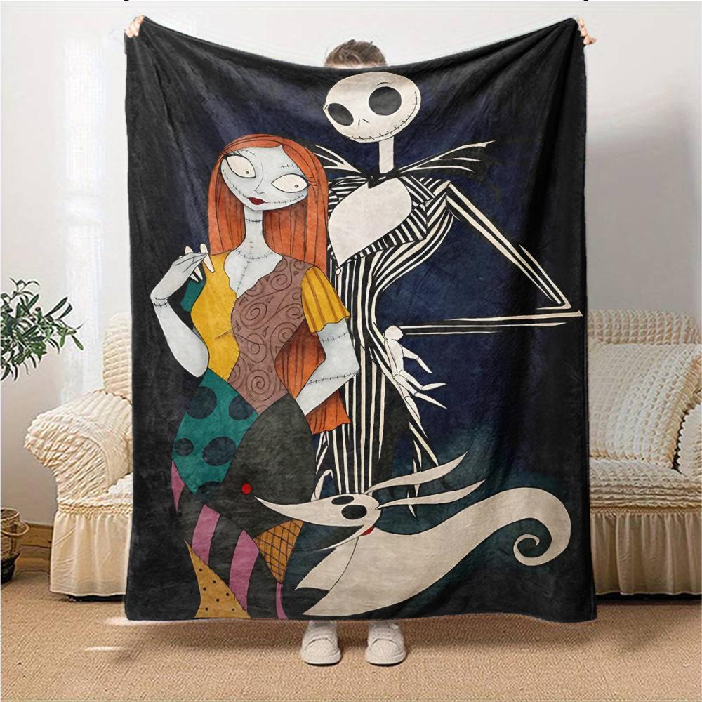 1Pc Christmas Nightmare Before Christmas Blanket Soft Throw Blanket For Home Bedroom Bed Sofa Travel Office Solid Christmas Blanket