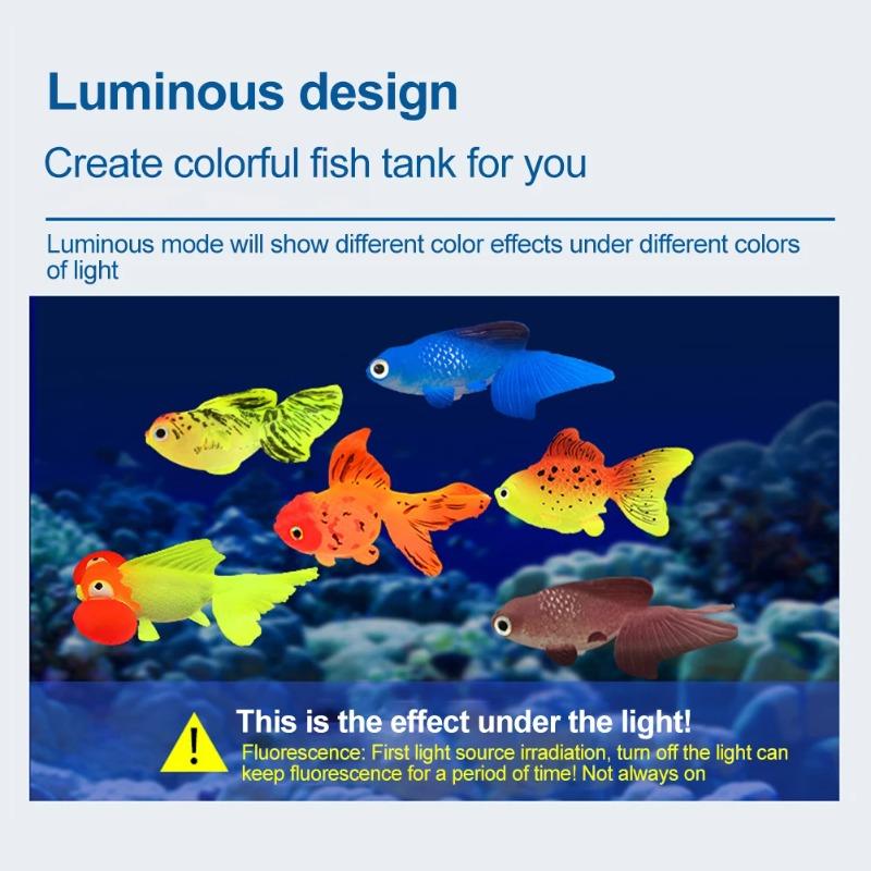 Glow In The Dark Artificial Aquarium Fishes Realistic Moving Floating Colorful Goldfish Fake Fish Ornament for Aquarium Tank
