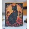 Mystic Black Cat Book | Handmade Vintage Leather Notebook | Witchy Grimoire | Gothic Writing Book with Lock | Blank Spell Book of Shadows