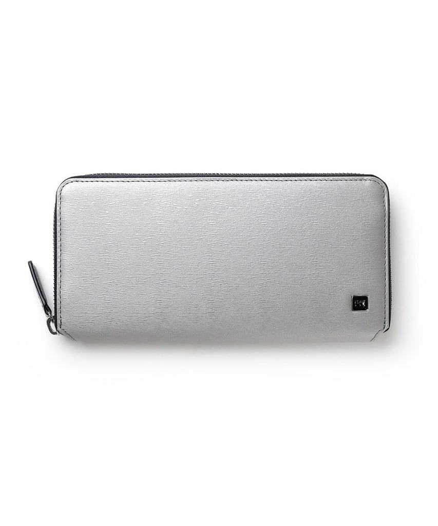 Polymer Long Wallet with 14 Card 989607 [IS/IT] Zip-Around Design, Slots, Men's Leather, No. (Silver)