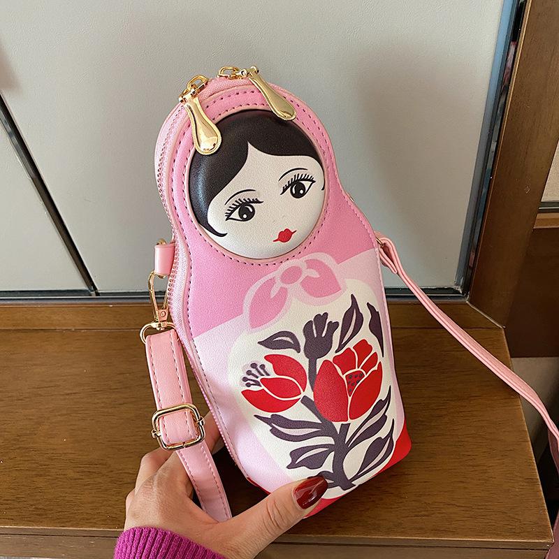 

Creative Matryoshka Print Bag Women Crossbody Bags Women Fashion PU Leather Bag Phone&Purses Bag Shoulder Bag Bolsas