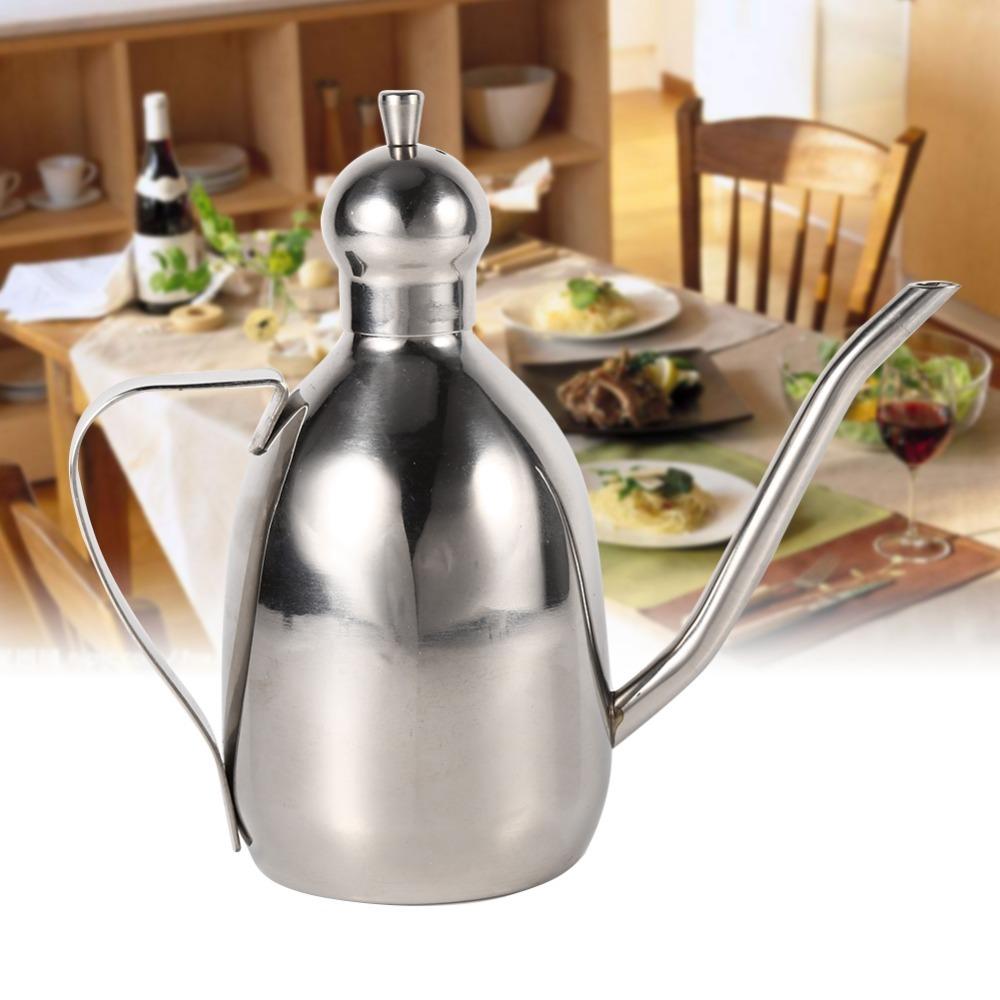 Stainless Steel Oil Dispenser Bottle 350ml Long Spout Oil Bottle Vinegar Dispensing