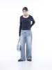 Chaenseseunoi Wide Round Neck Cable Knit Navy/W251Tp07Ny