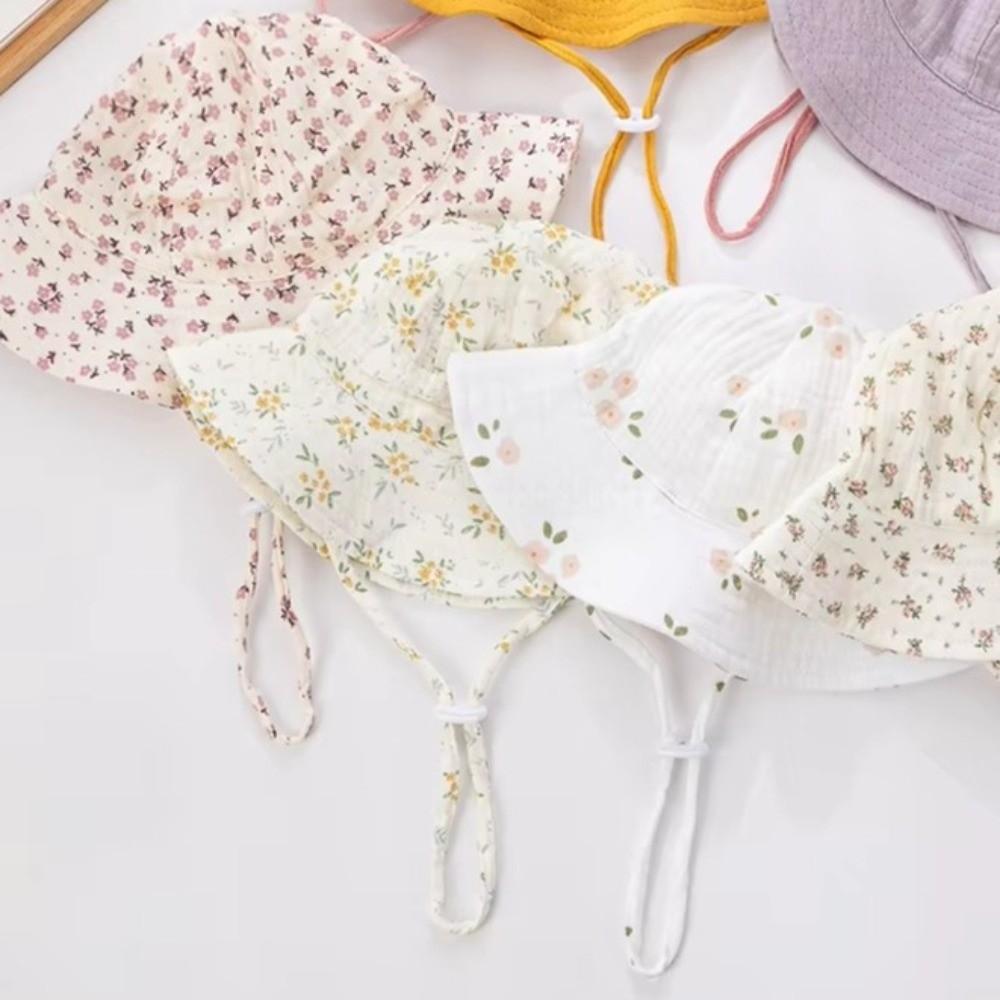 Wide Brim Children Fisherman Hat Cotton Kids Sun Cap Toddler Floral Print Baby Bucket Hat Outdoor