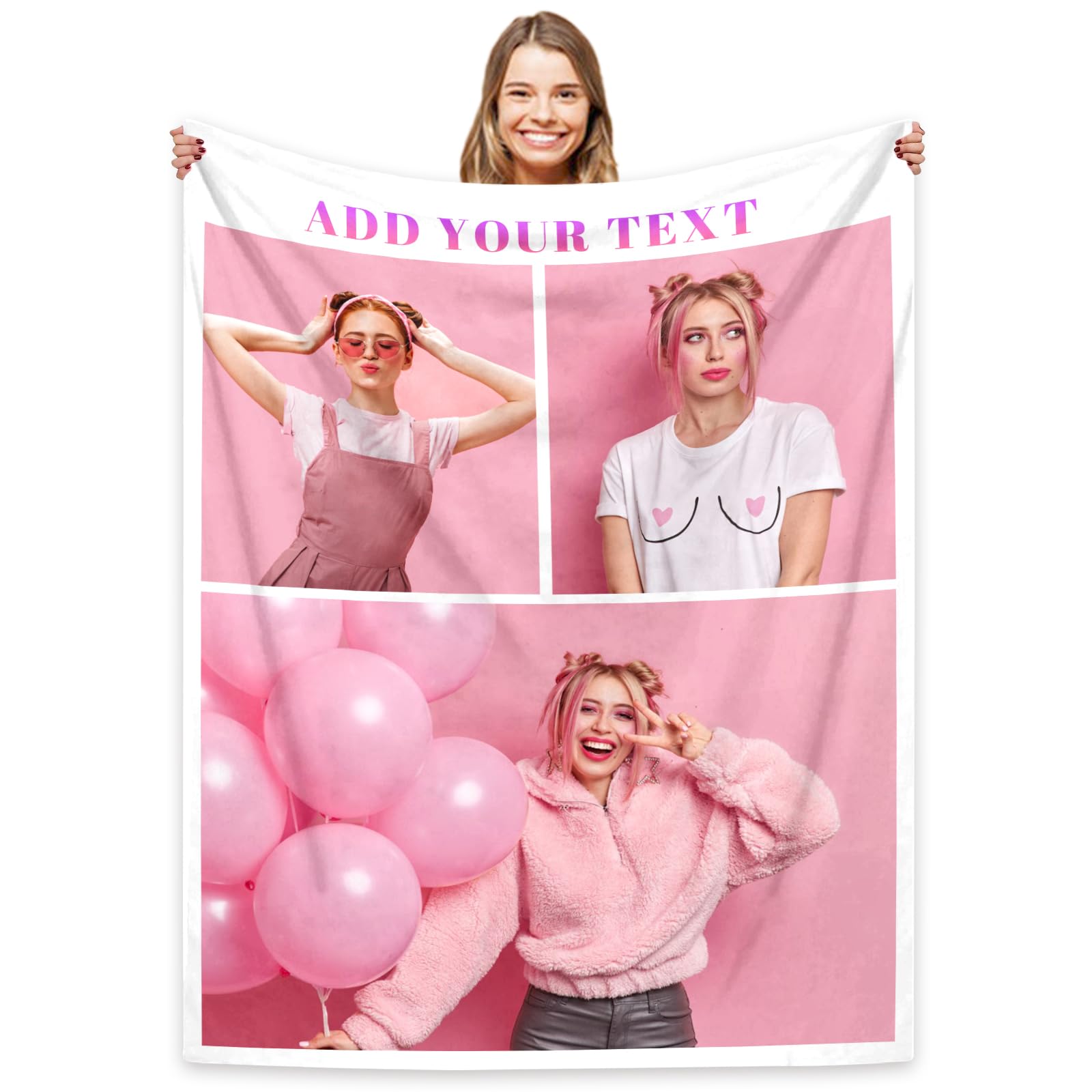 

1pc Customized Blanket Your Design Logo Family Photo Print Warm Smooth Blanket Custom for Lover Dad Mom for Winter New Year Gift 30x40in