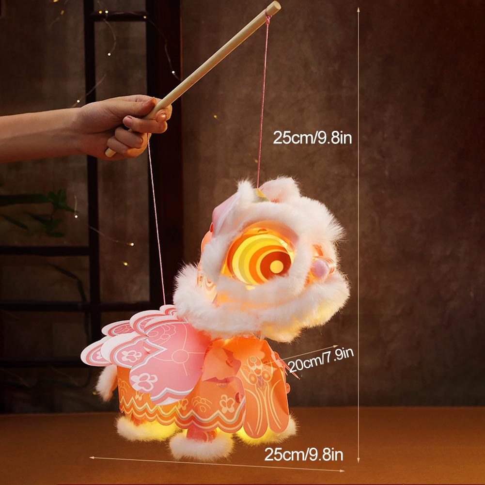 2026 Jahr des Pferdes Löwentanz Laterne Handgemachtes DIY-Materialpaket, Handgehaltenes PVC-wasserdichtes leuchtendes Spielzeug für Kinder