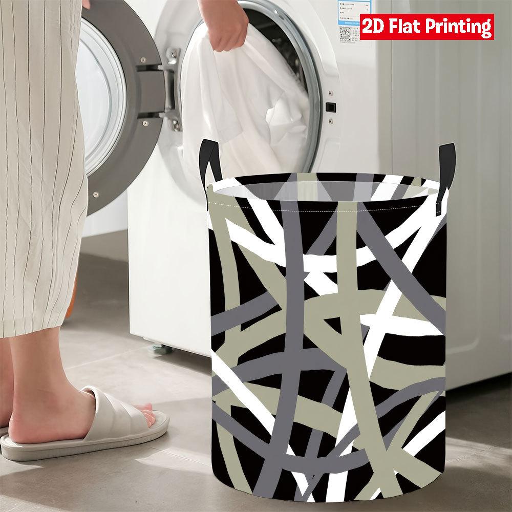Collapsible Laundry Basket Large Round Waterproof Fabric Hamper Dirty Clothes Storage Bin Toy Organizer with Handles
