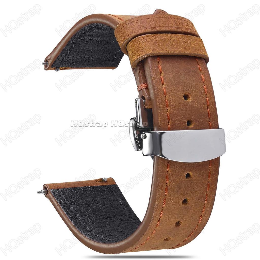 Watchband Cowhide Leather Watch Strap 18mm 19mm 20mm 21mm 22mm Stainless Steel Buckle Butterfly Bracelet for Women Men Watch Band Vintage