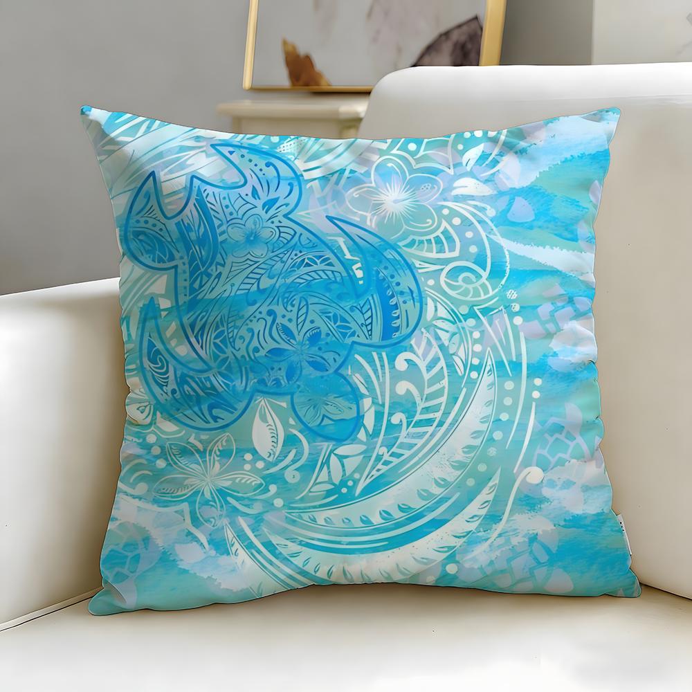 Light Blue Ocean Ripple Cushion Cover Soft  EasyWash Pillow Case  Versatile for Couch Bed Travel and Office