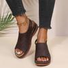 New sandals hollow flat heel open toe buckle with retro low-top hole shoes 43