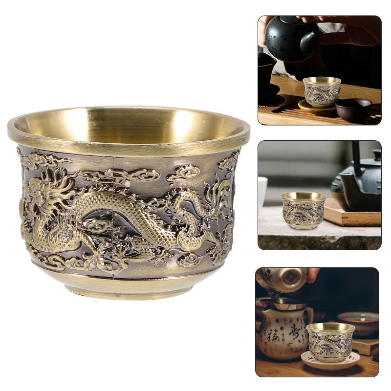 Dragon and Safe to Use Alloy Drink Pattern Tea Reusable Vintage Teacup Zinc Cocktail
