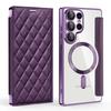 Luxury PU Leather Electroplate Magnetic Card Holder Phone Case for S22 S24 Ultra S25 Plus FE Transparent Shockproof Back
