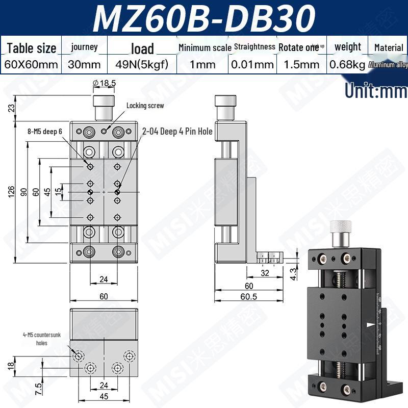 Heavy Load Precision Linear Slide Table with Fine-tuning Screw Rod - 50/80/100 Stroke