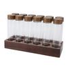 12pcs Coffee Bean Storage Tubes Glass Sealed Dosing Coffee Bean Jars with Walnut Stand Funnel for