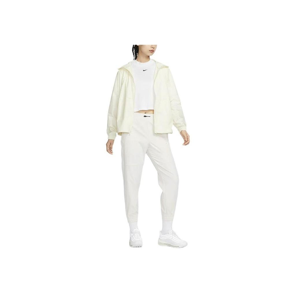 Nike Sportswear Essential Repel Logo Hooded Woven Jacket Women Jackets Coconut-Milk DM6180-113