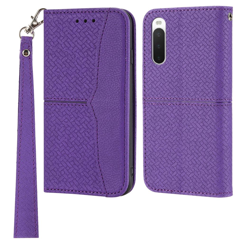 For Sony Xperia 5 IV 5G Case Woven Texture PU Leather Wallet Phone Cover