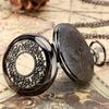 NW1456  Starry Blue Dial Pendant Bronze Hollow Quartz Pocket Watch Roman Numerals Retro Watch