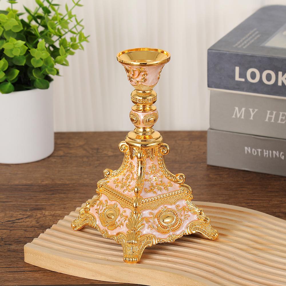

New European Palace Single Candlestick for Weddings, Romantic Dinners, Home Decor - Luxurious Exquisite Design 1Pc рожевий