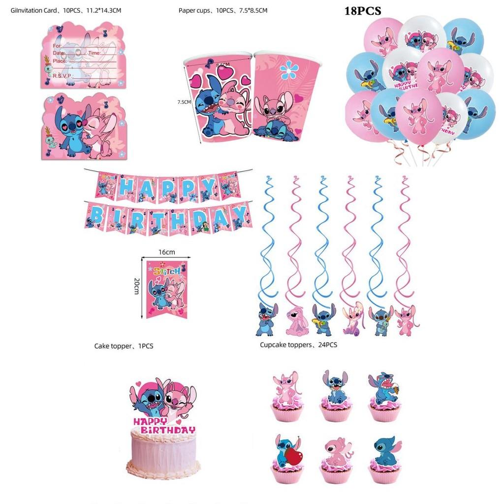 Lilo és Stitch Születésnapi Party Dekorációk Kellékek Zászló Torta Dísz Lufik