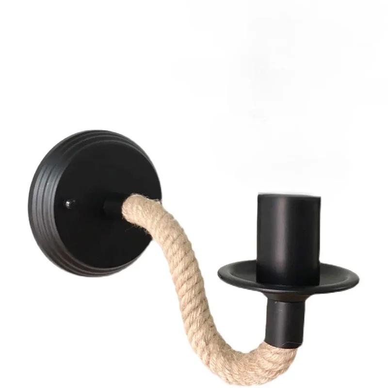 

Энергосберегающий-американский настенный светильник из пеньковой веревки в стиле лофт, ретро, индустриальный, креативный, кантри, ресторан, кофейня, бар, проходная лампа, светодиодная стена