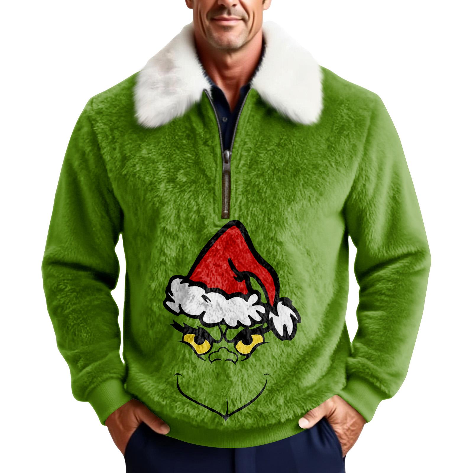 

Мужской флисовый свитшот с рождественским принтом и воротником-стойкой M