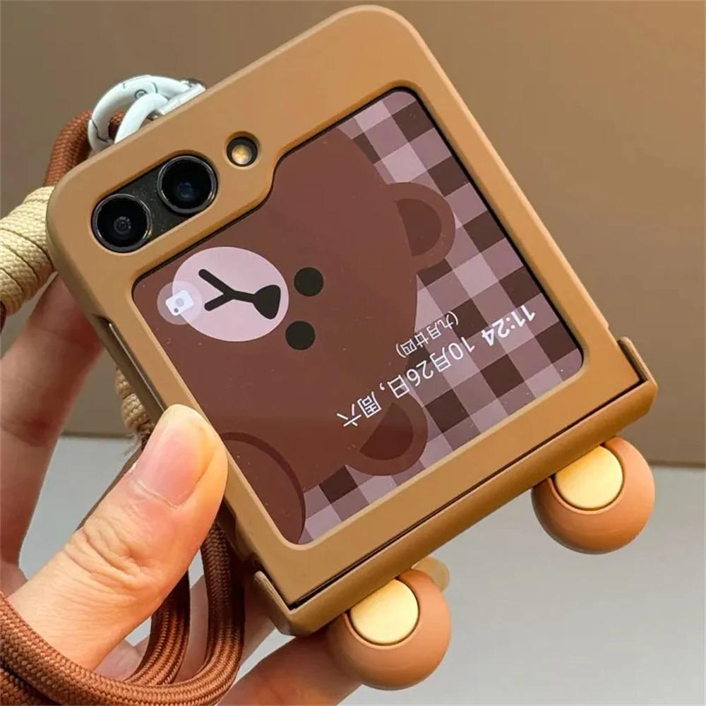 Ins Korea Cute Cartoon Bear Ears Case for Samsung Galaxy Z Flip7 Flip 6/5/4/3 for Motorola Razr 60 40 50 Ultra Japan Anime Cover