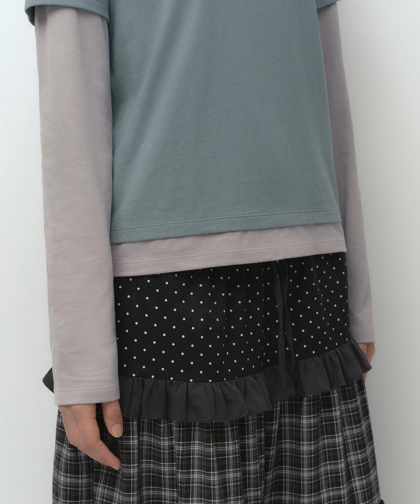 MUSINSA STANDARD WOMAN [Ohesio Collaboration] Layered Long Sleeve T-Shirt [Mint Gray]