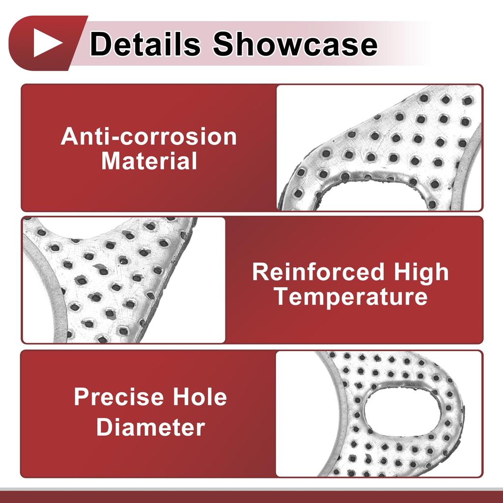 HEROFFIX 2 Pcs Car Exhaust Pipe Gasket Reinforced High Temperature Resistant Flange Gasket 2 Bolts 2.0" Rhombus