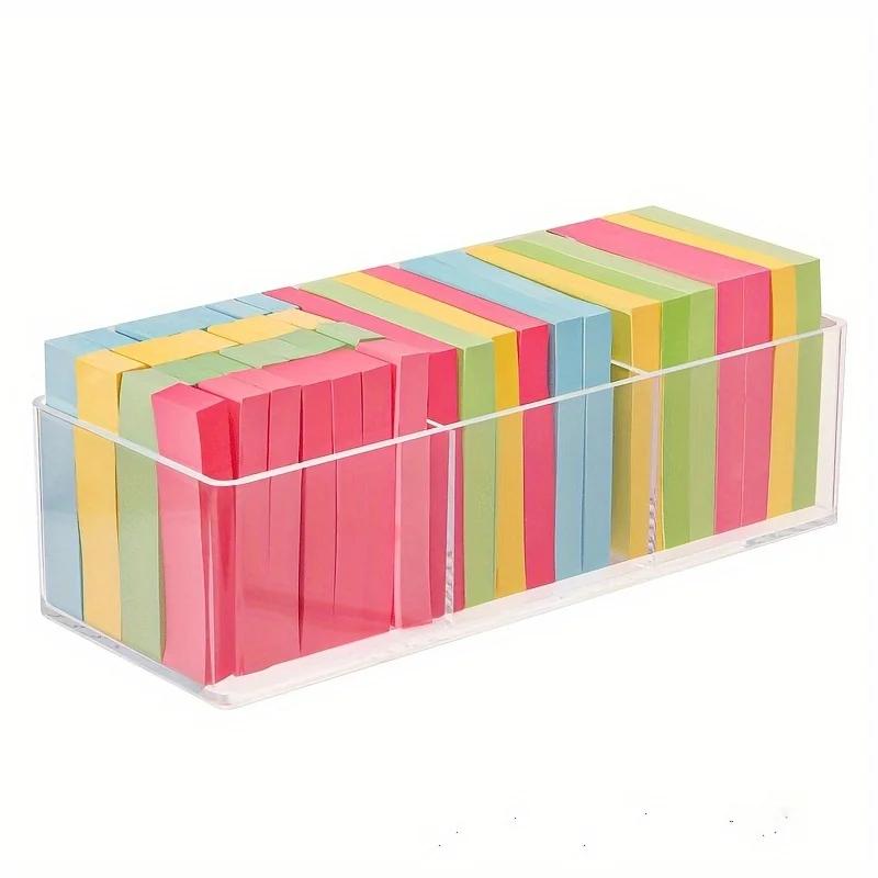 1pc Sticky Note Stationery Storage Box Clear Acrylic Sundries Office Note Divided Multi-grid Shelf