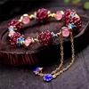 Vintage Simple Bohemia Fashion Natural Garnet Stone Ethnic Bracelet Multi-Circle Pomegranate Crystal Charming Bracelet Gifts