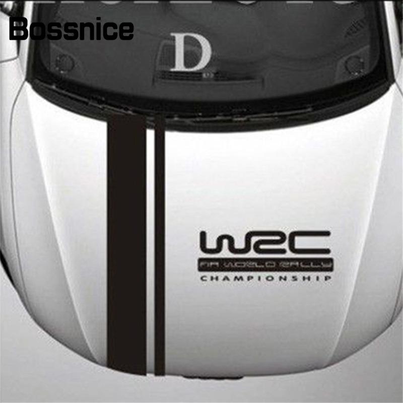 Fashion WRC Stripe Car Covers Vinyl Racing Sports Decal Head Car Sticker Wrap Vinyl Stickers For Car Head Decoration For Ford VW