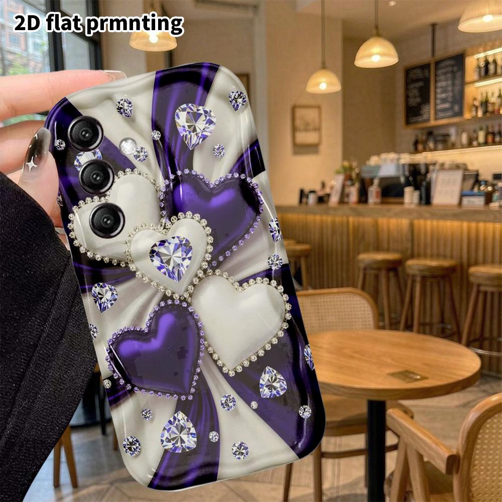 Phone case: 2D flat, compatible with Samsung Galaxy A34 A35 M05 M06 S20 S22 S21 FE Plus 5G cases, multiple hearts, perfect holiday gift for Christmas