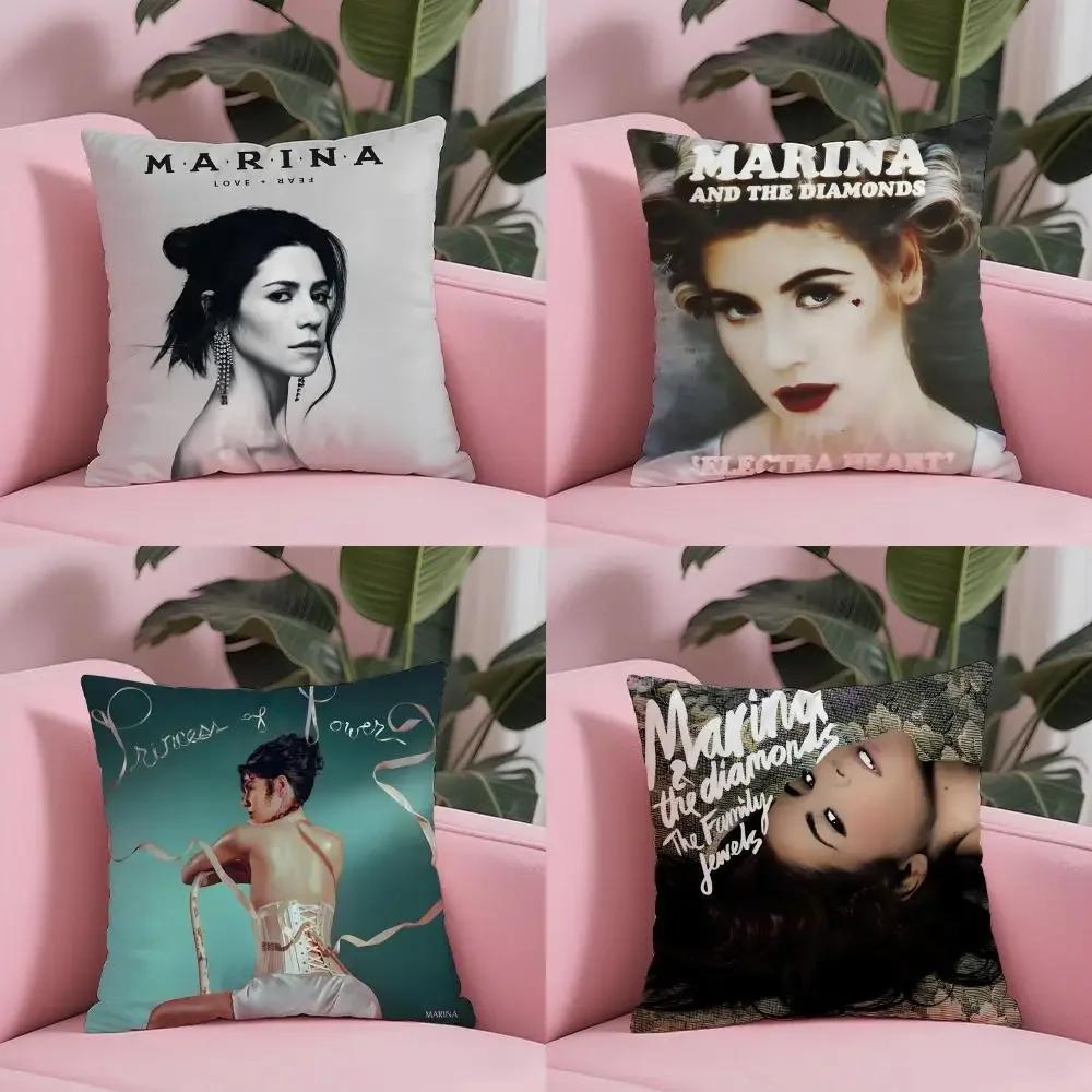 Music Album M-Marina the diamonds Pillow Case Soft Plush Fabric Double-Sided Printed Cushion Cover Warm Winter Sofa Pillow Case