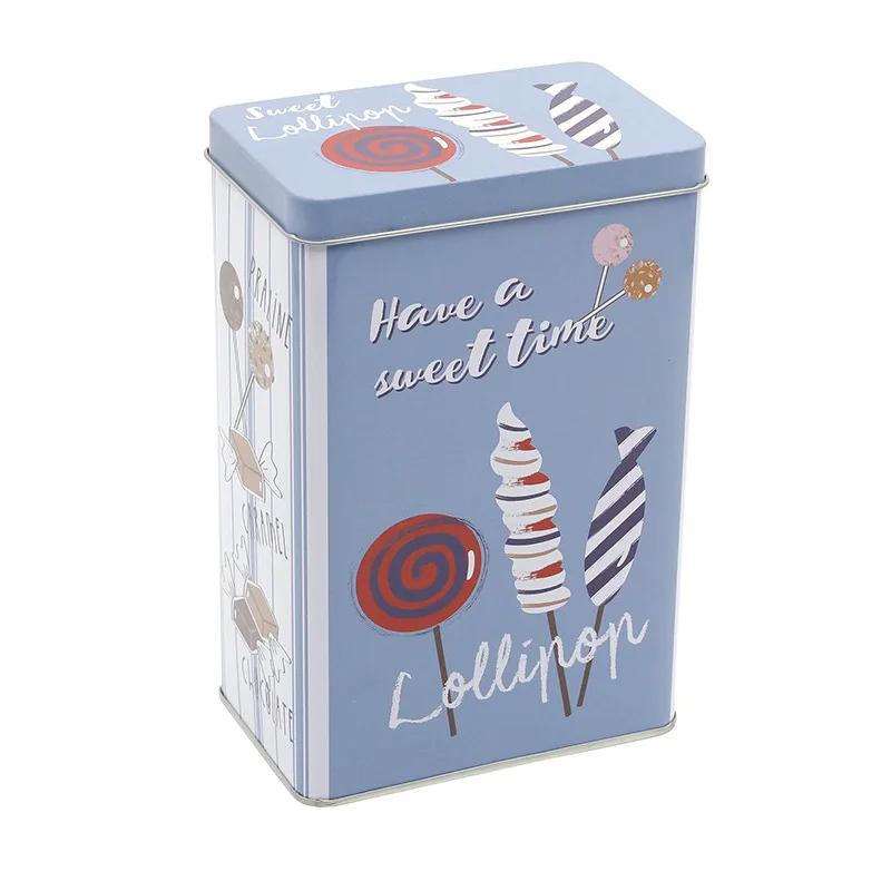1/3/6Pcs Metal Tin Box American Style Biscuit Snack Coffee Candy Storage Box Rectangle Jewelry Cosmetic Organizer Home Decor
