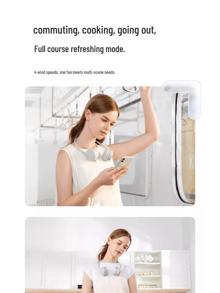 Ji Su Portable Wearable Neck Fan - Low Noise, Leafless, USB Rechargeable