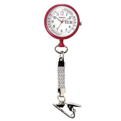 Nursery Short Chain Watch with Date and Day of the Week Inverted Dial Nurse Watch Goods Nursing Medical Care Pulse Measurement Scale Luminous Burgundy