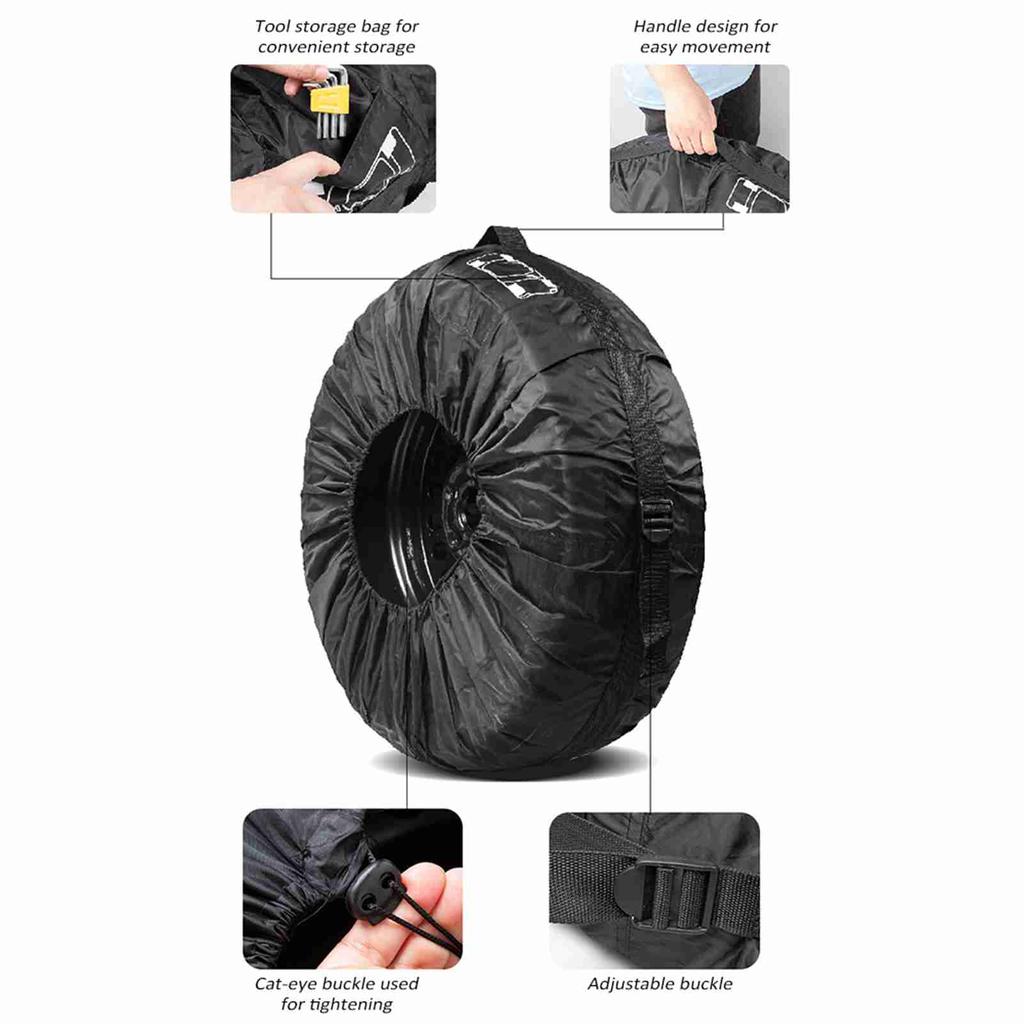 4PCS Tire Covers, Waterproof Spare Tire Covers Tough Tire Wheel Protector for SUVs RVs Trailers Trucks, Fits Tires 19