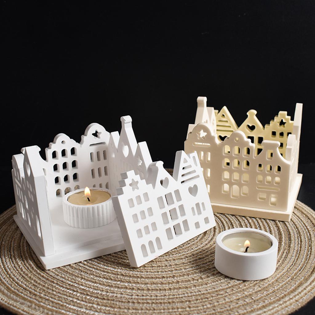 Multifunkční forma na svícen ve tvaru domu, ručně vyráběná, silikonová textura, ideální jako sváteční dárek